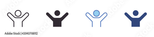 Fotografía Person with Raised Arms Icon Set, celebration and success concept, achievement a