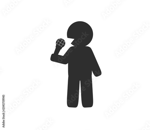 Singer Holding Microphone Silhouette Icon, Karaoke and Music Performance Concept for music, karaoke, live performance, entertainment, talent shows, concerts, public speaking, broadcasting, podcasts