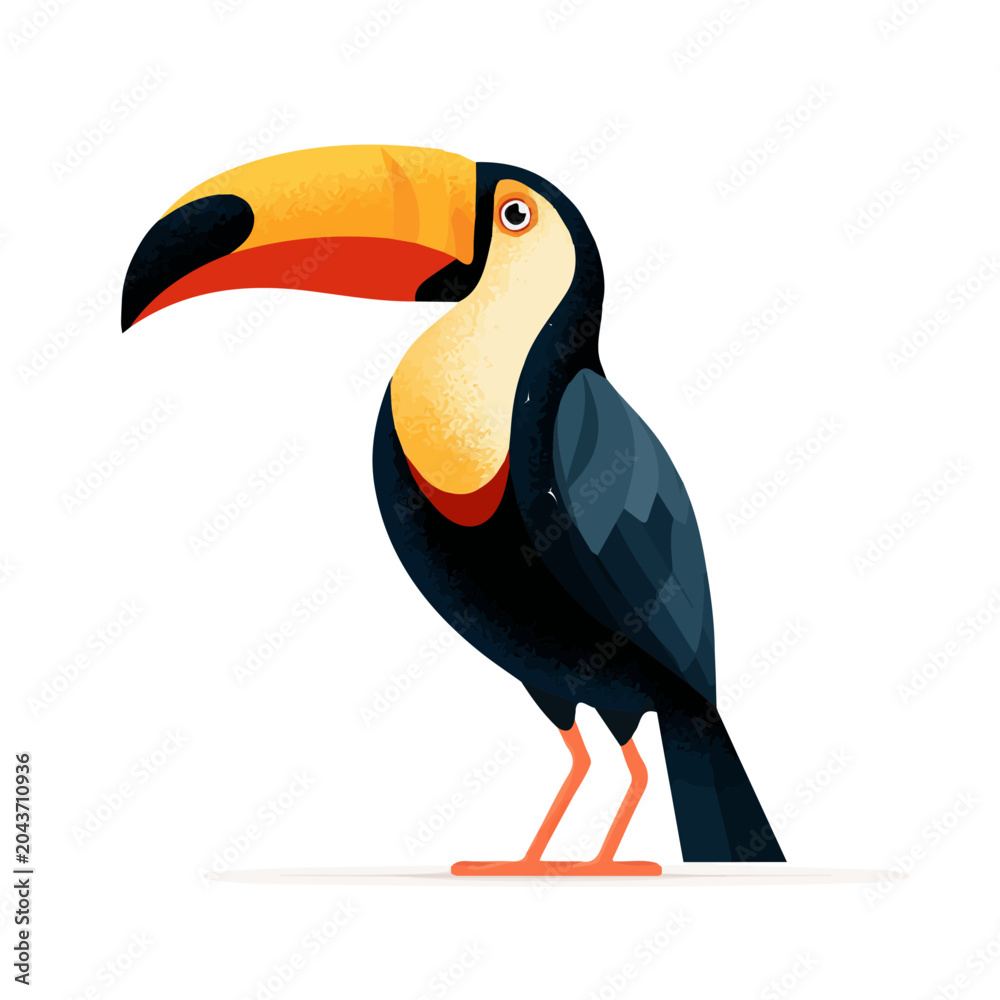 Obraz premium 2D minimalist flat vector of a Toucan, contemporary clean design isolated on white.