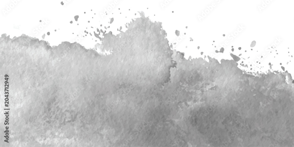 Obraz premium Abstract grey watercolor wash with textured splashes against a clean white background