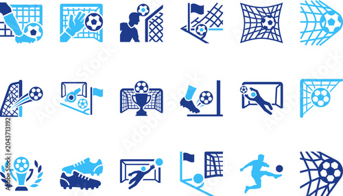 Photos Soccer and football icons, goal, goalkeeper, player, ball, field, match, game, sport, championship, victory