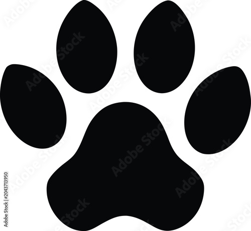 Black dog paw print vector icon isolated on white background