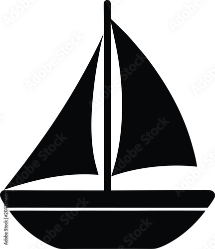 Sailboat silhouette icon isolated on white background vector illustration