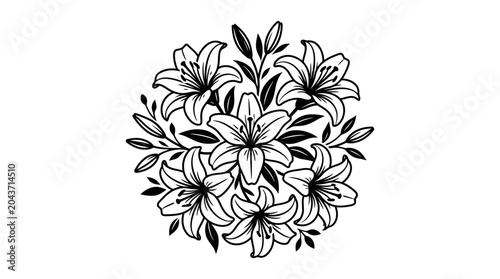 Black and white lily flower arrangement.