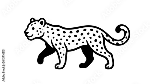 Black and white spotted cartoon leopard.