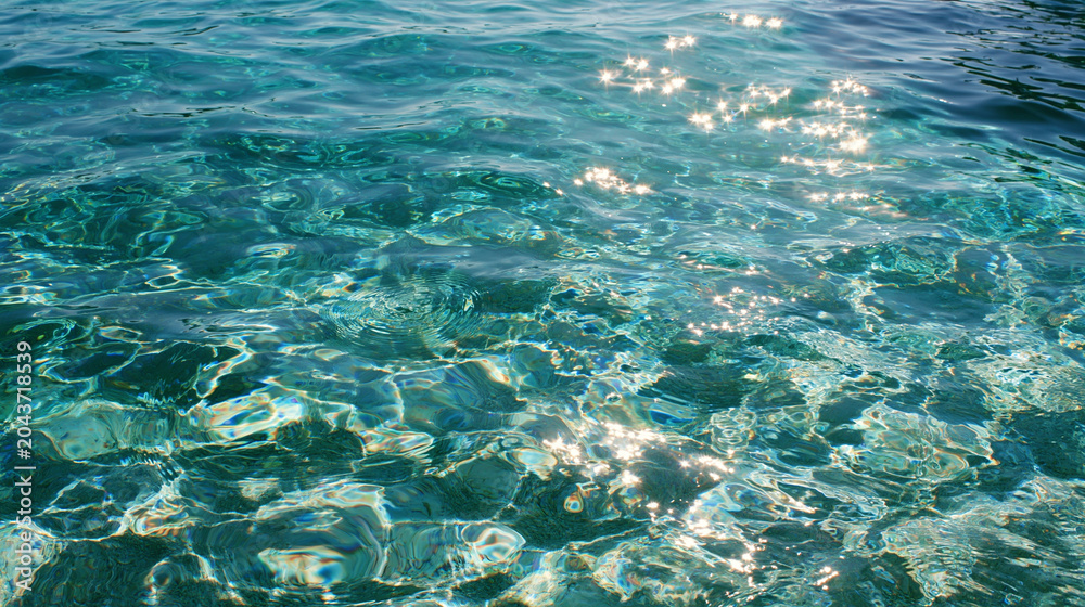 Fototapeta premium Sparkling Turquoise Sea Water Surface Background