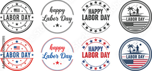 Canvastavla Usa labor day badges seals collection patriotic holiday graphics
