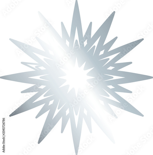 Silver abstract starburst emblem with sharp geometric rays