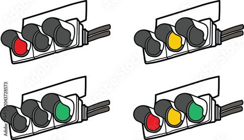 Traffic lights illustrations for any purpose. Isolated object. Green, yellow and red light stoplights.Traffic lights icon. Stoplight symbol. Vector sign.traffic light isolated icon vector illustration