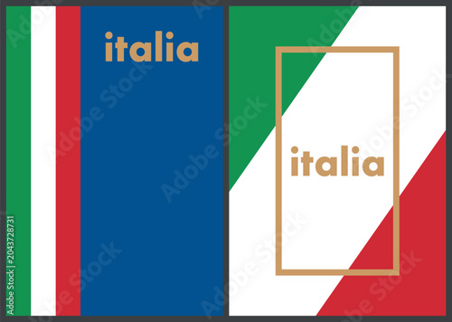 Fotografi Italy Flag Banner Template Set with Minimalist Italia Typography and Azurro Blue