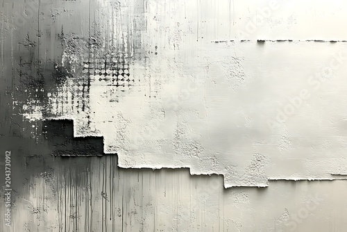 Textured wall with a gradient of dark gray to light white tones and stepped divisions