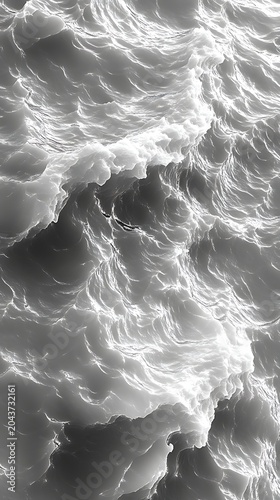 Turbulent Grey Ocean Waves Crashing Under a Stormy Sky Creating Intense Sea Texture