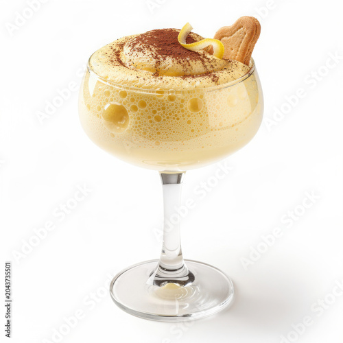 Zabaione in Glass Isolated on White Background Square Composition Studio Shot