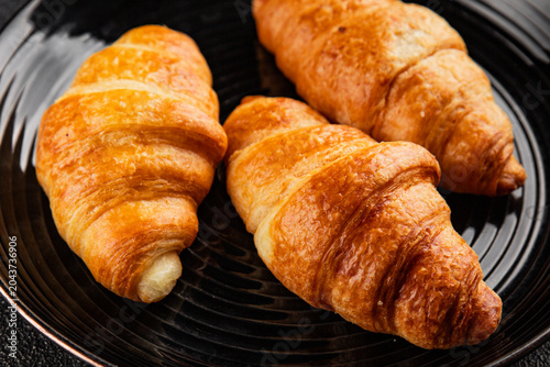 Cuadro en lienzo Croissants fresh pastries, fluffy treats tasty snack delicious gourmet food, bac