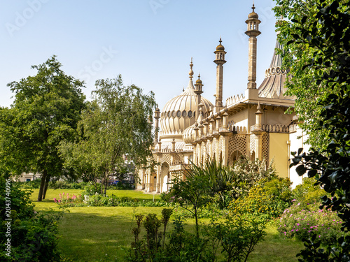 Brighton Pavilion and gardens captured on a bright and sunny day