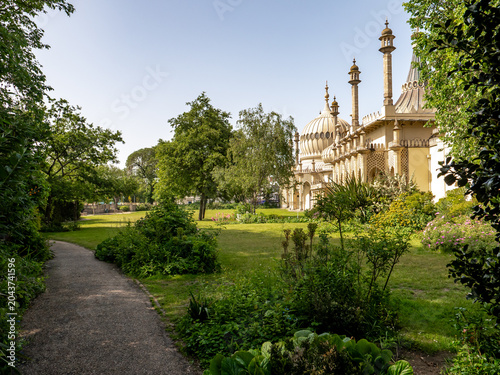Brighton Pavilion and gardens captured on a bright and sunny day