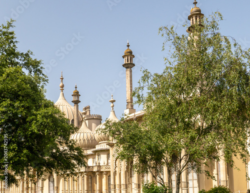 Brighton Pavilion and gardens captured on a bright and sunny day