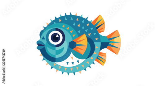 Tableau sur toile Geometric Pufferfish Illustration