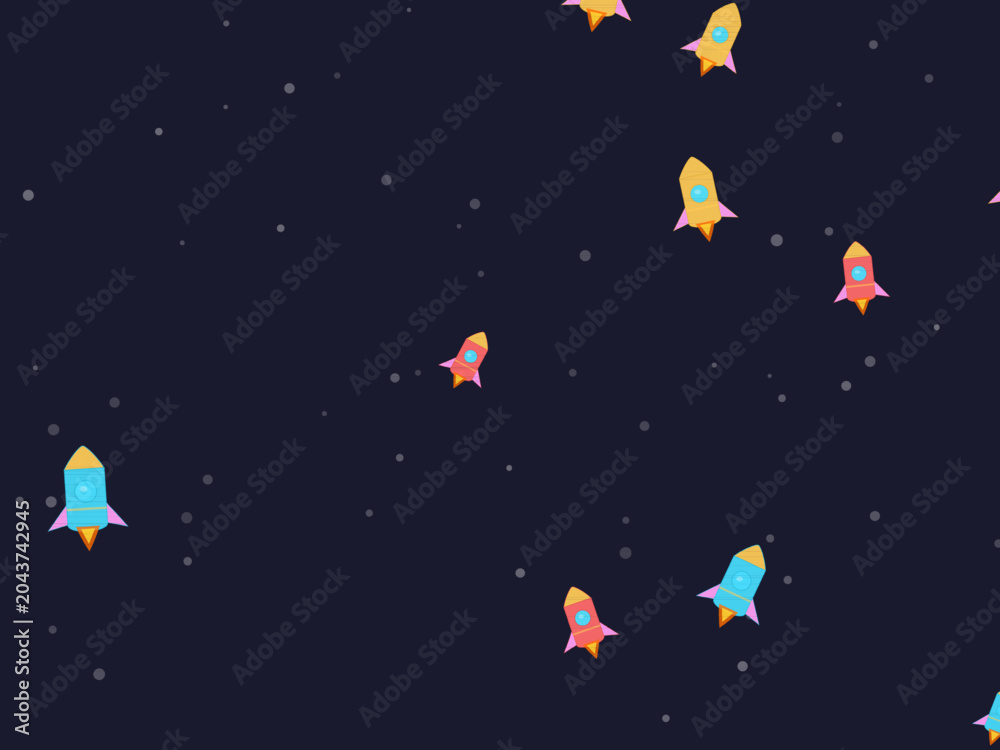 Fototapeta premium Kids Rocket Launch Playful Vector Background