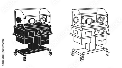Obraz na płótnie incubator medical equipment line drawing black white