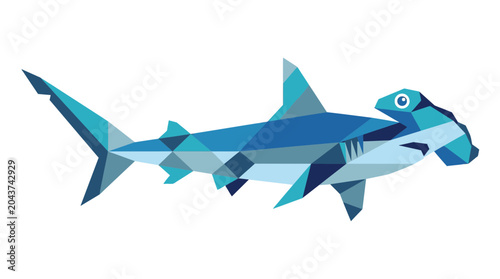 Tableau sur toile Geometric Hammerhead Shark Illustration