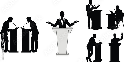 Photos Professional Public Speaking and Debate Silhouette Collection Featuring Podium P