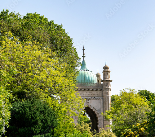 Ancient tower with dome roof in the public gardens