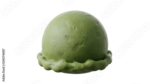 Single scoop of smooth matcha green tea ice cream isolated on a white background, studio shot of a premium Japanese dessert with a rich color and creamy texture, perfect for food menu design
