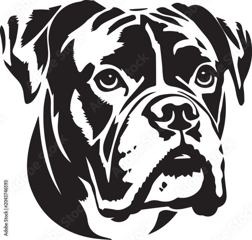 Quadro su tela Minimalist monochrome line art of a bulldog with detailed wrinkles and soulful expression