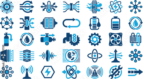 Bild auf Leinwand Industrial Energy and Engineering Technology Vector Icon Set for Manufacturing M