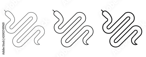 Schilderij op canvas Minimalist snake line icon set, slithering serpent vector illustration in three