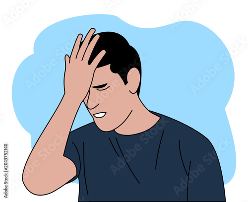 young man with face palm gesture disappointed stresses out