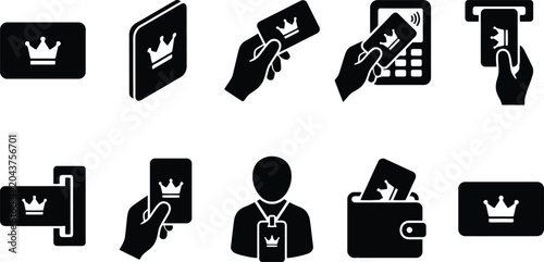 Bild auf Leinwand VIP membership card icons set, premium loyalty program credit card symbols, 10 b