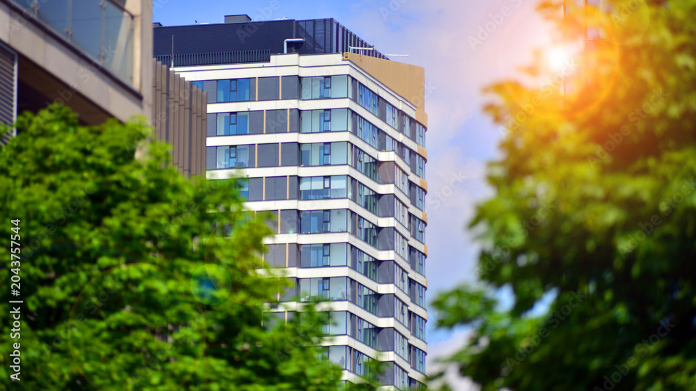 Αυτοκόλλητο European residential architecture harmonizing with nature