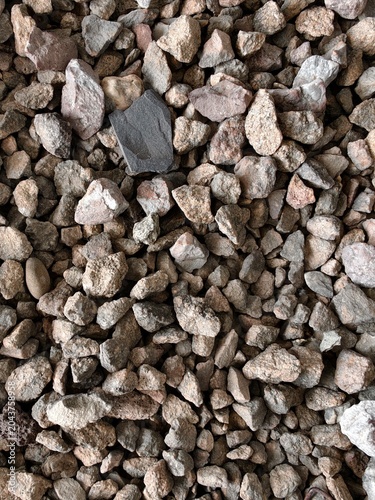 Close-up of coarse gravel and crushed stones