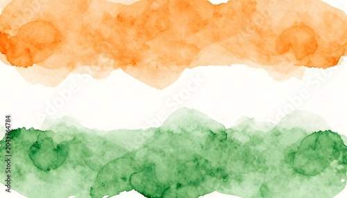 Watercolor texture background in indian flag colors isolated on white background