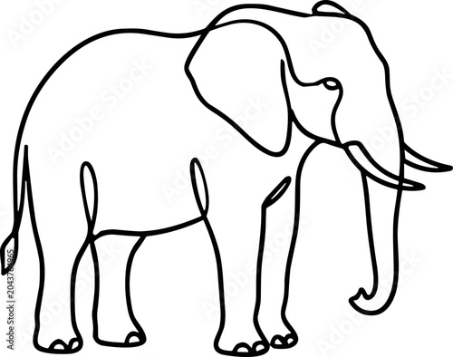 Obraz na płótnie Minimalist single line drawing of an African elephant, clean outline art