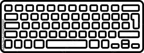 Photos Minimalist keyboard outline, digital input device, technology concept, black and white vector icon