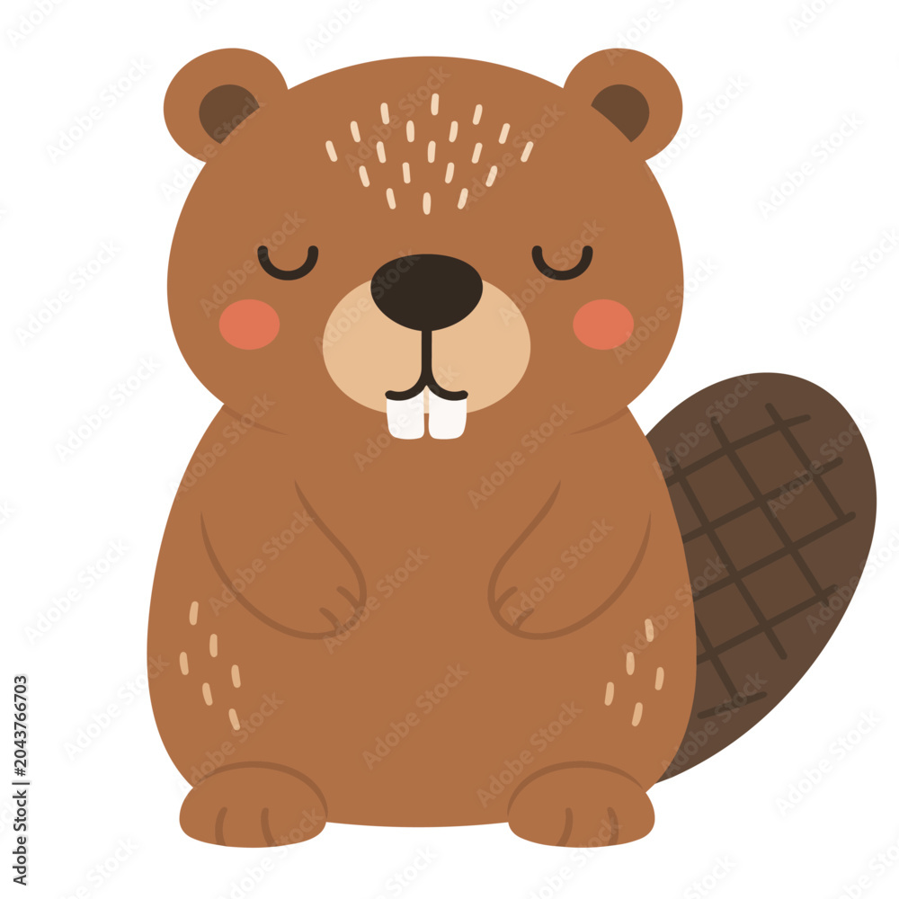 Fototapeta premium Vector illustration of cute baby animals, charming cartoon characters from the wild, design for a child's room, in isolated form