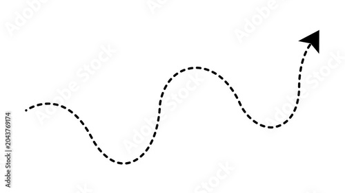 Dotted wave arrow path. Curved navigation direction line. Hand drawn movement indicator.4k motion video.