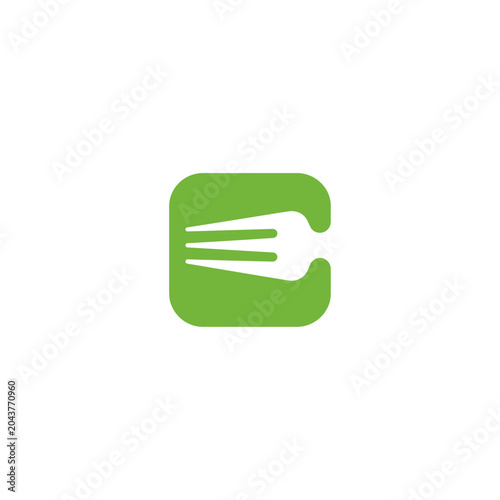 Minimal Fork Negative Space Food App Icon