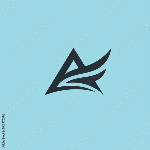 Elegant Black Abstract Triangle Wave Emblem