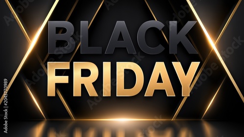 Black Friday Sale with Gold and Black Elegant Geometric Background