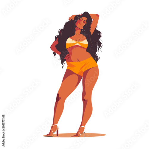 Woman in yellow outfit illustration flat vector design