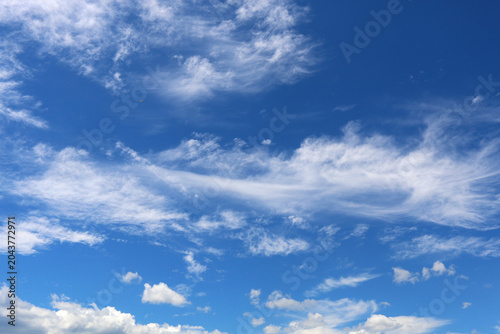 Various colorful clouds in the sky.