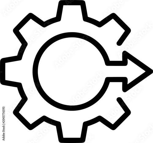 Bild auf Leinwand Gear symbol with outgoing arrow, concept of process, progress, and automation