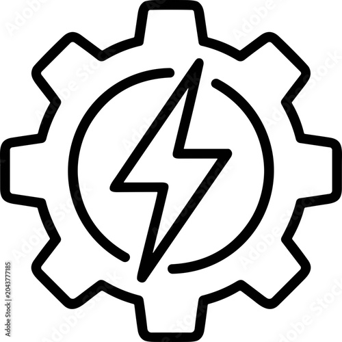 Tableau sur toile Industrial Power Symbol: Gear with Lightning Bolt Icon