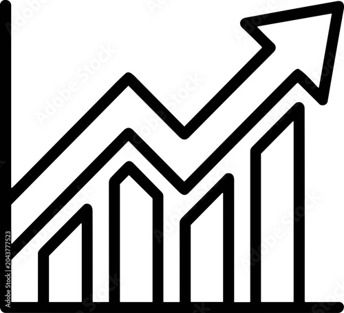 Fotografie Upward Trend Graph Icon: Business Growth, Financial Success, Progress and Strate