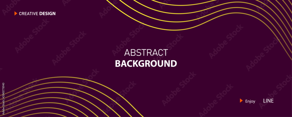 Fototapeta premium Abstract background with gold lines on dark purple