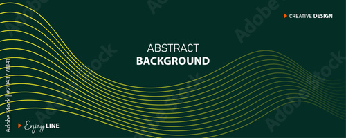 Elegant dark teal abstract background with flowing golden lines for modern graphic design projects